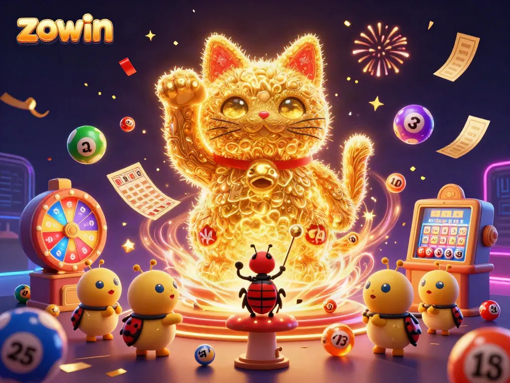 Engage with Zowin's vibrant online entertainment world through dynamic casino-themed illustrations.