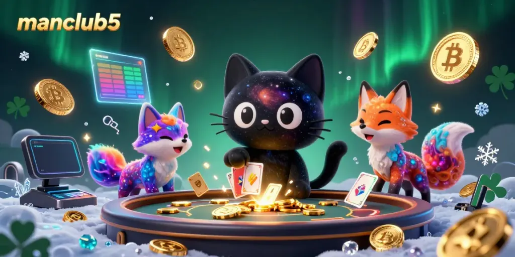 Watch the manclub5 cosmic casino scene come alive with a black hole cat and nebula fox!