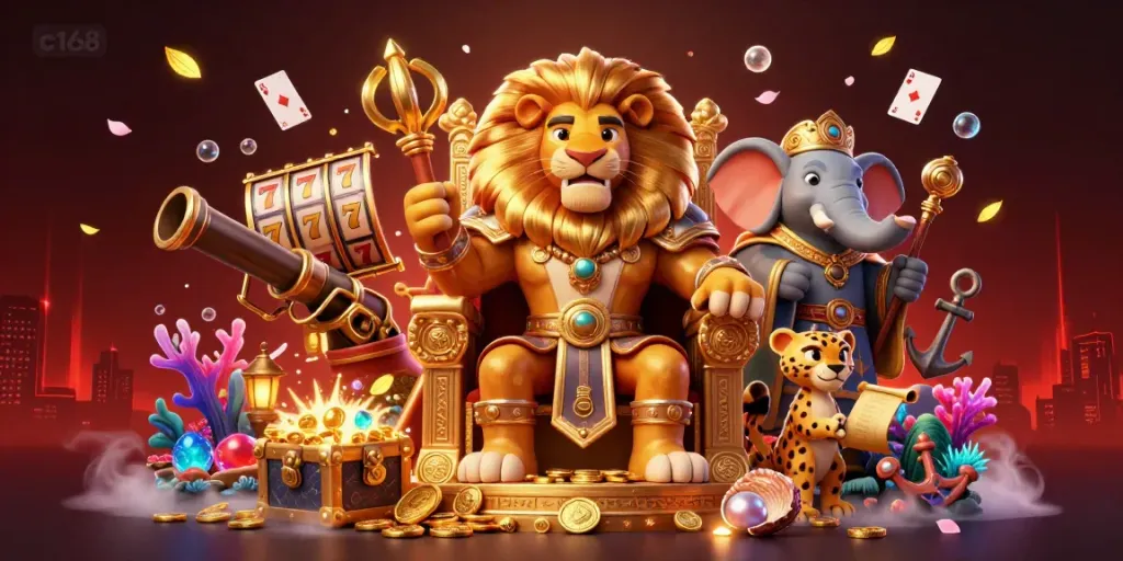 Experience thrilling gameplay with the vibrant c168 casino scene featuring dynamic characters and game elements.
