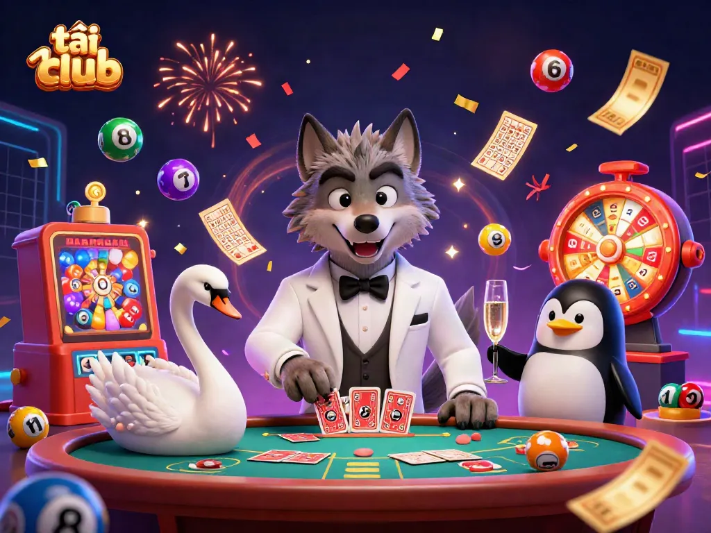 Experience tải hit club with an engaging 3D illustration featuring vibrant casino elements and lively characters.