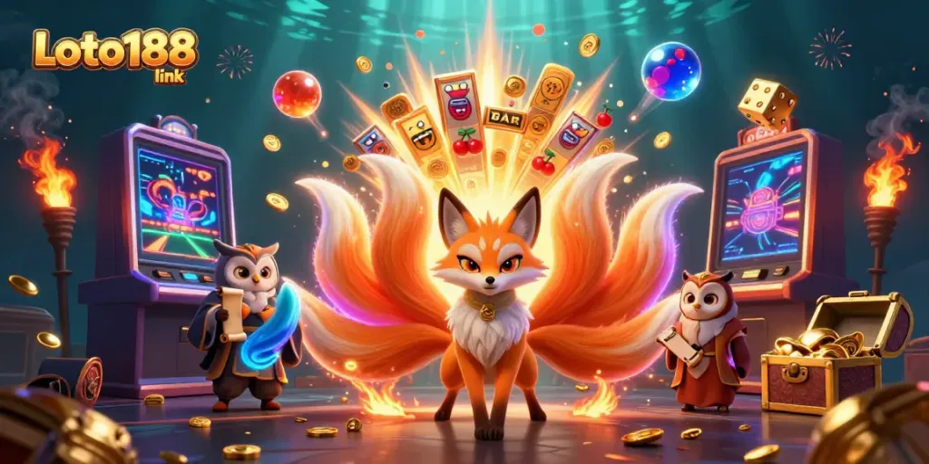 Experience the fun of the Loto188 link with a colorful jackpot celebration among vibrant characters.