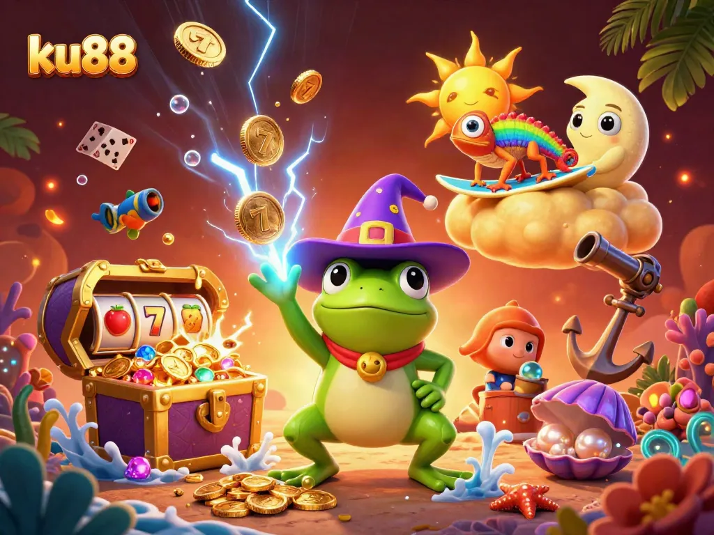 Bet on exciting games at ku88 with vibrant casino scenes full of action and gold coins.