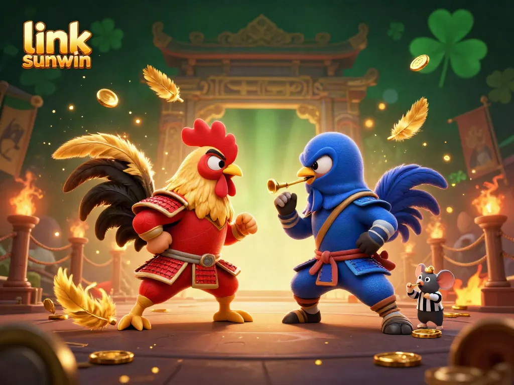 Engage with link sunwin while enjoying the vibrant casino showdown of 3D roosters.