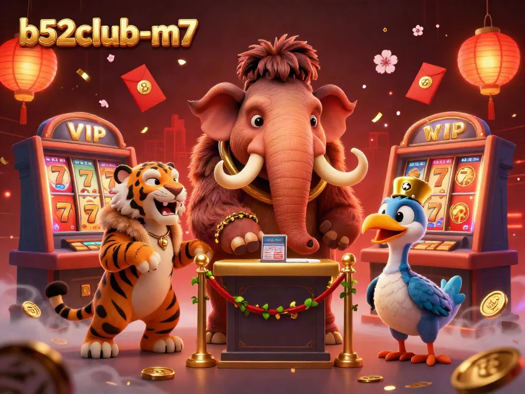 Experience the vibrant atmosphere at b52club-m7 with a lively casino scene featuring unique characters.