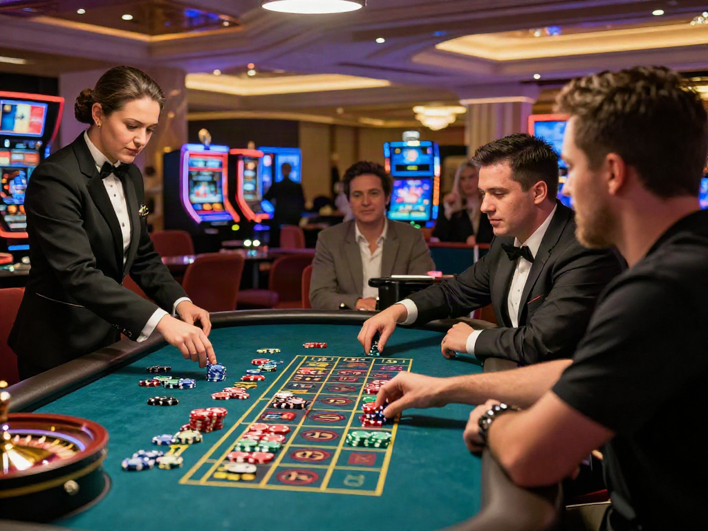 Expérience immersive dans un casino en ligne français avec des joueurs captivés par la roulette