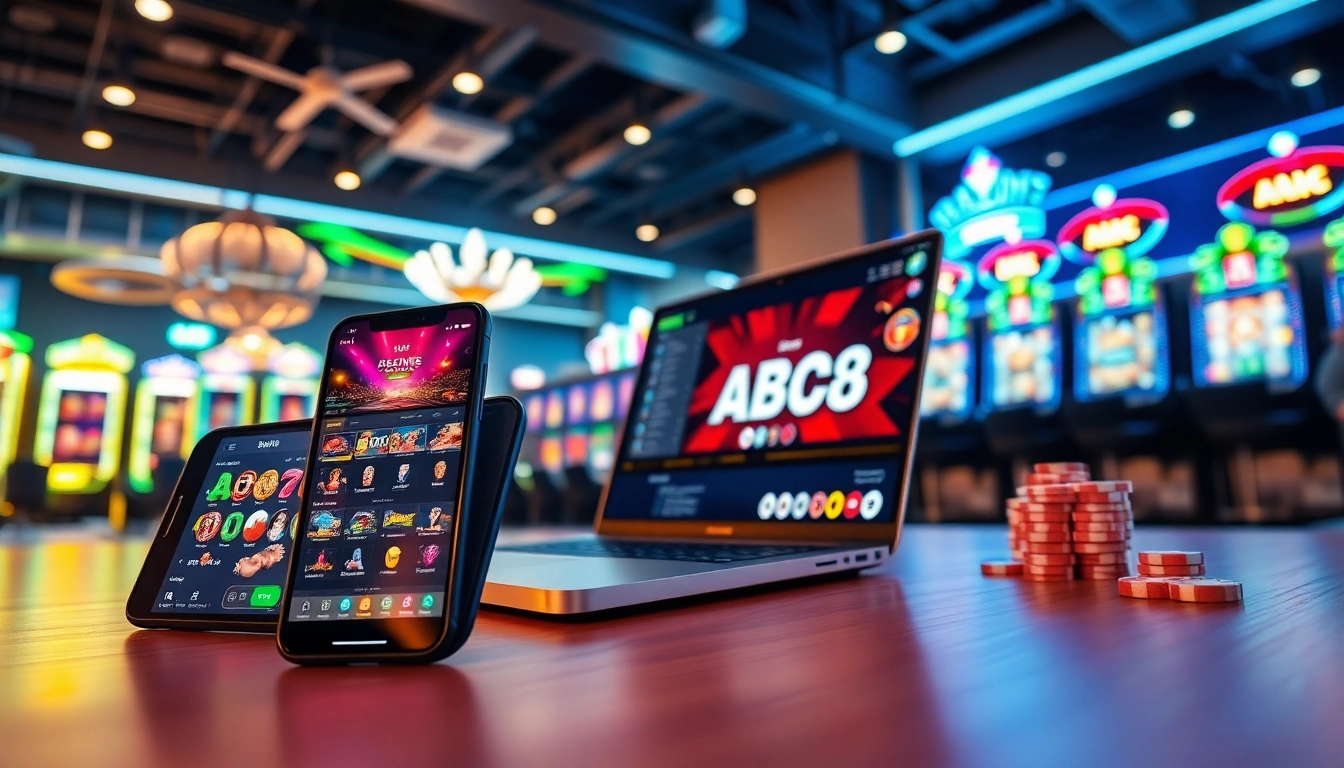 Experience abc8 win in a vibrant online betting platform showcasing casino games and sports betting.