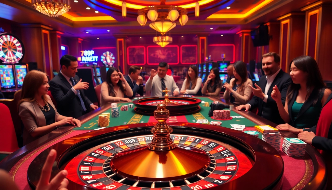 Experience the excitement of gambling with 789P at a luxurious casino table filled with vibrant poker chips.