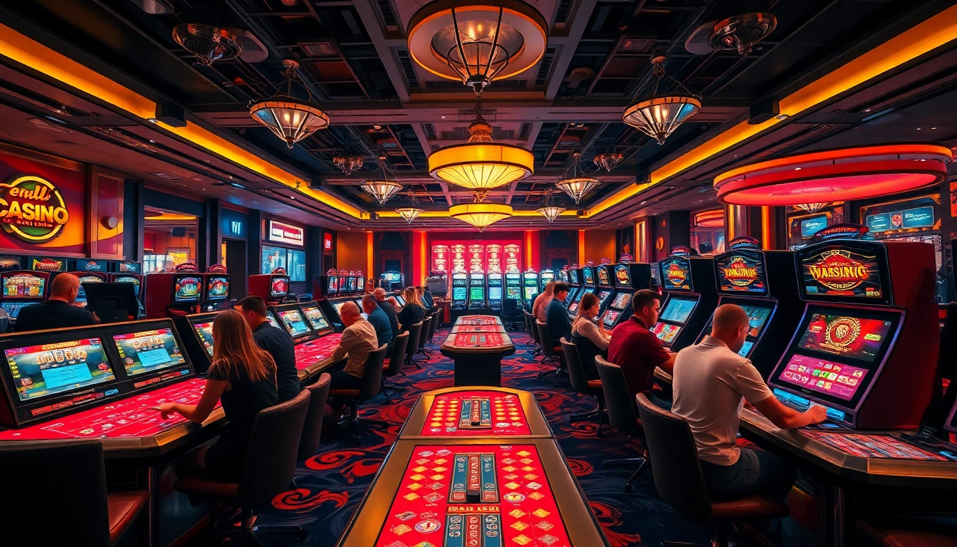 Jouer à des jeux de casino en ligne, ambiance dynamique avec éclairage vibrant