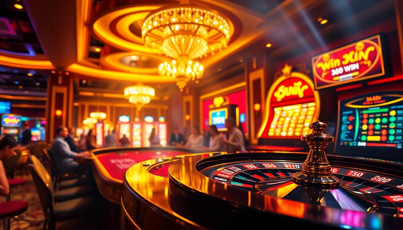 Engage with thrilling casino action at 98win vin featuring roulette, vibrant chips, and exciting slots.