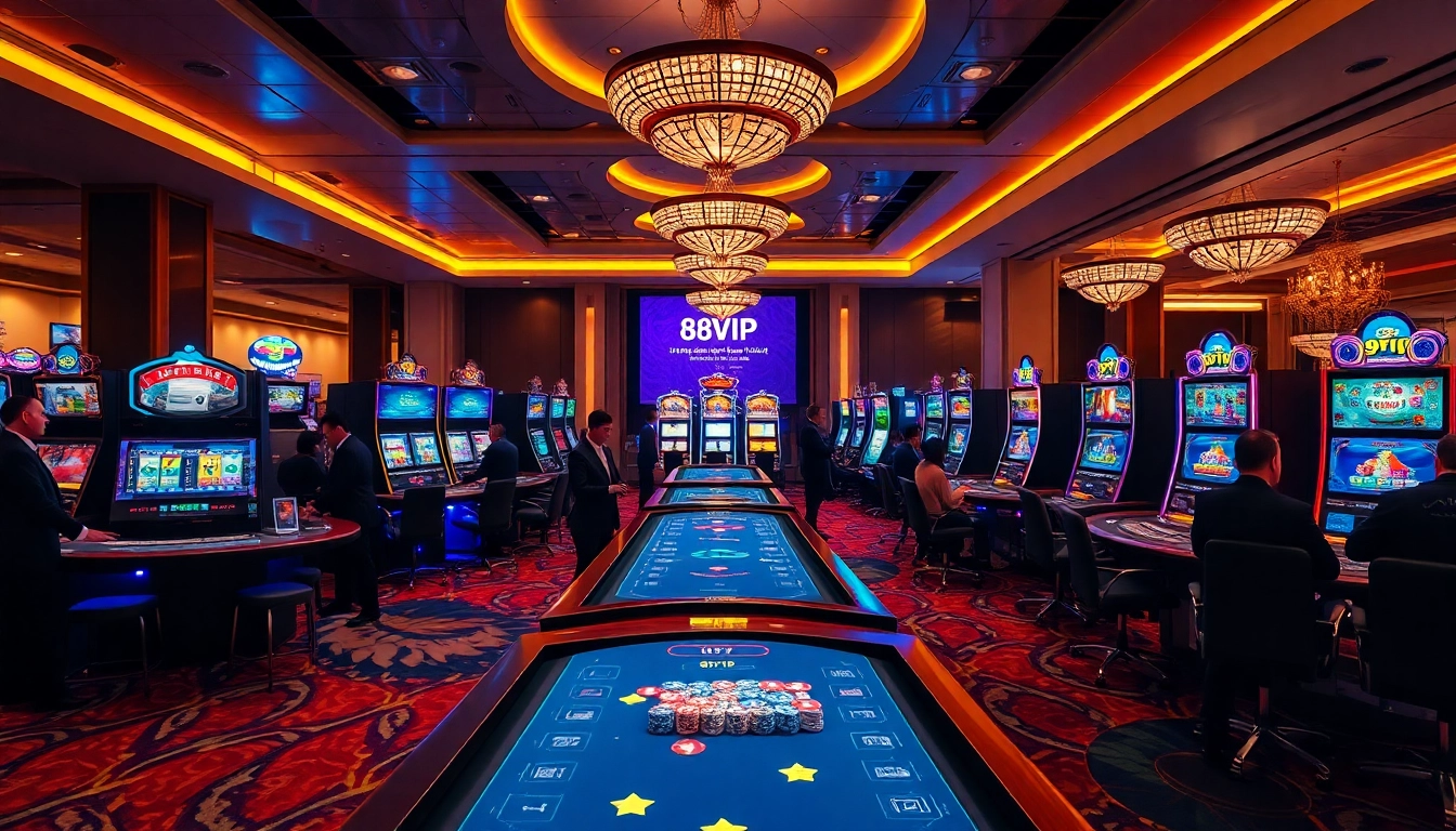 Engage with the vibrant atmosphere of 68VIP casino, featuring strategic gameplay and luxury decor.