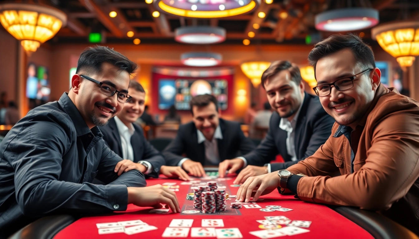Jouer à poker en ligne sur une table virtuelle colorée avec des cartes et des jetons.