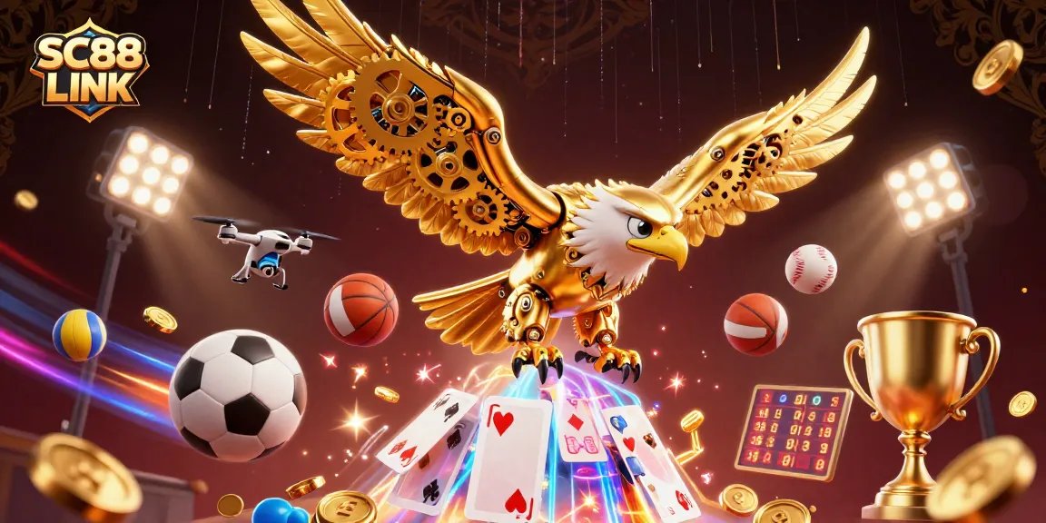 Engage with thrilling SC88 LINK dynamics as the cybernetic eagle soars through holographic cards.