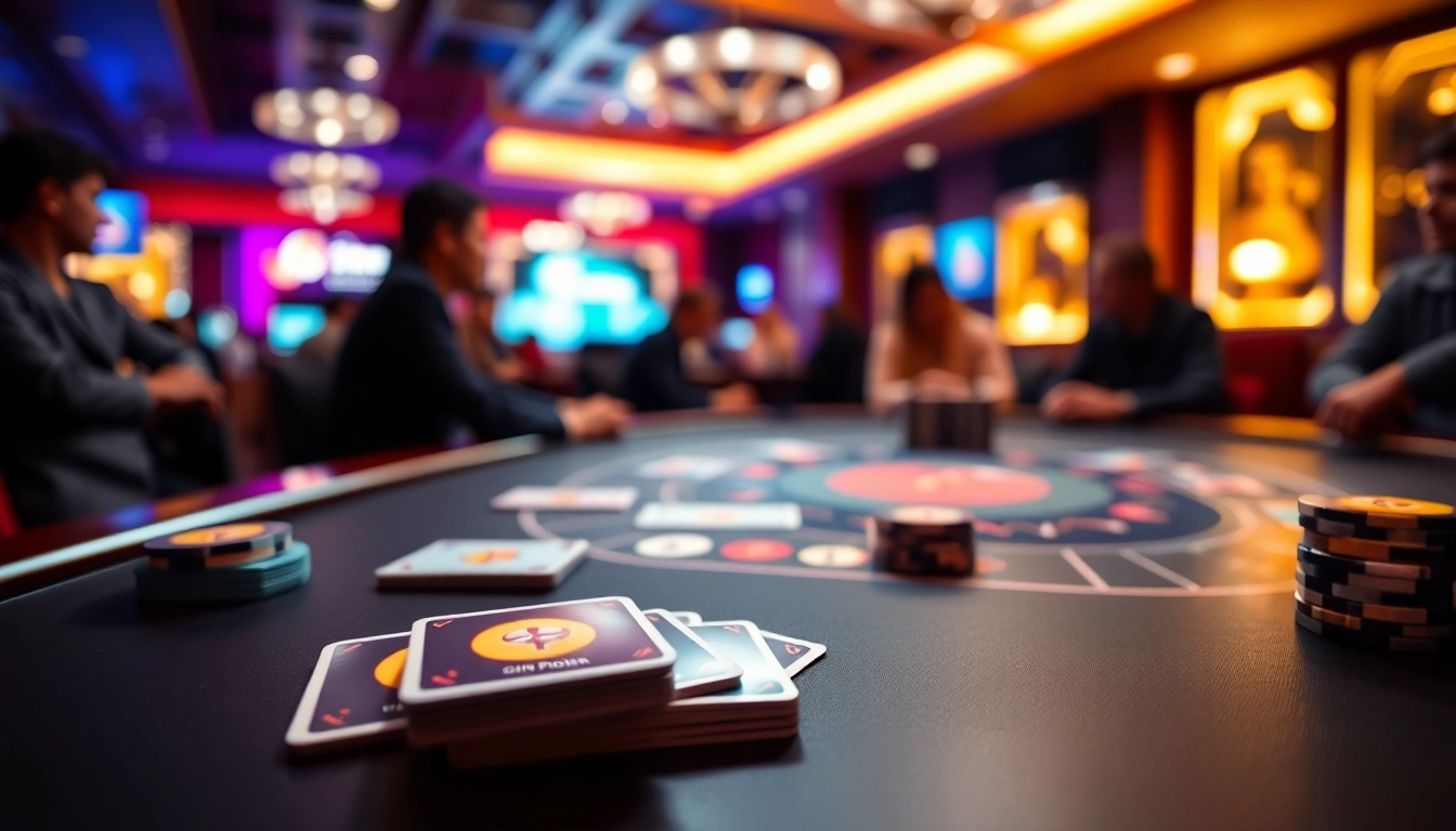 Évaluer coinpoker avis avec des cartes de poker sur une table dynamique et un arrière-plan vibrant.