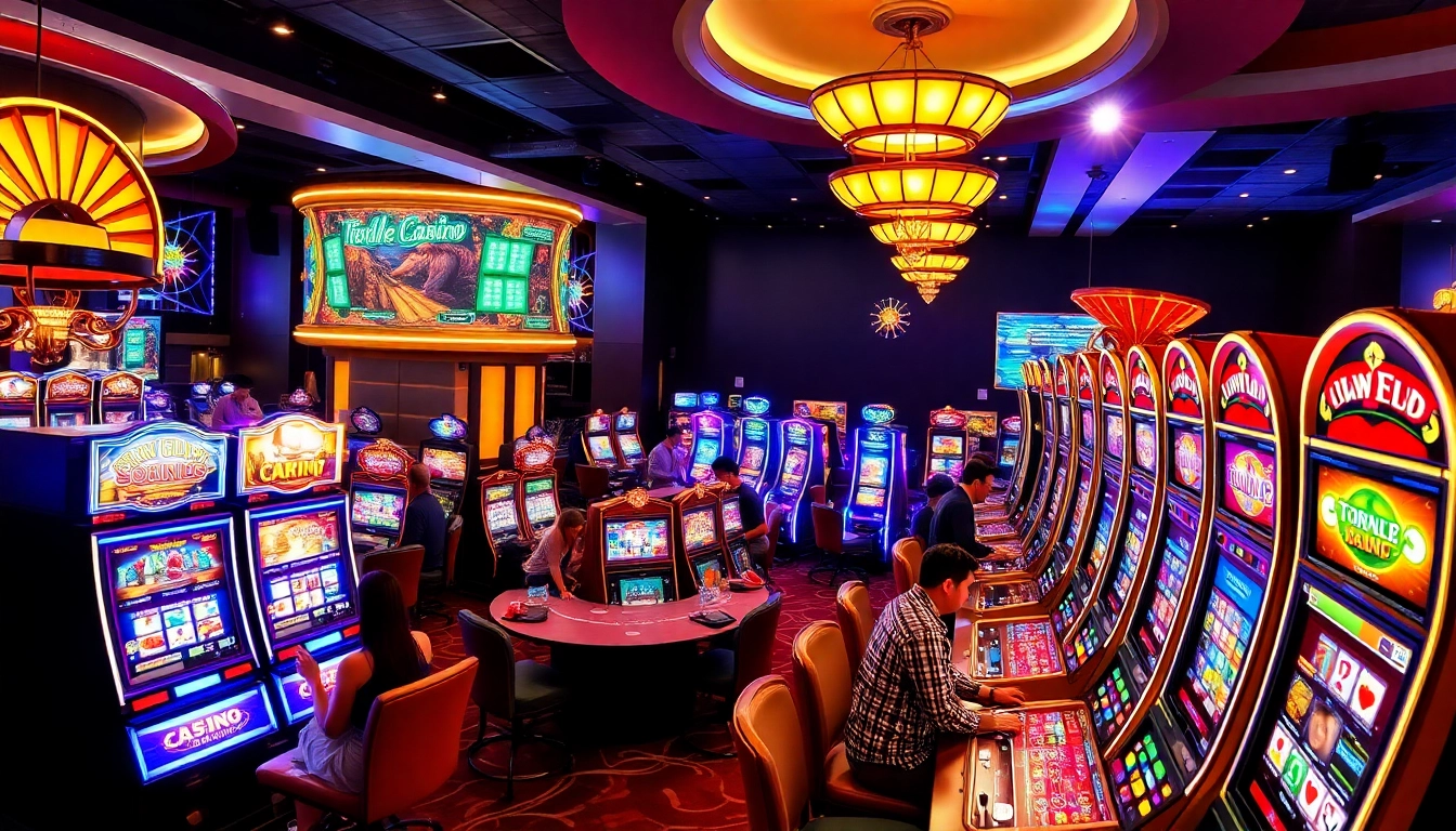 Vibrant casino en ligne gaming experience with players and thrilling slot machines.