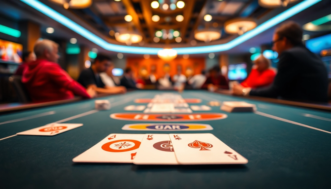 Évaluer coinpoker avis avec des cartes de poker sur une table dynamique et un arrière-plan vibrant. related image