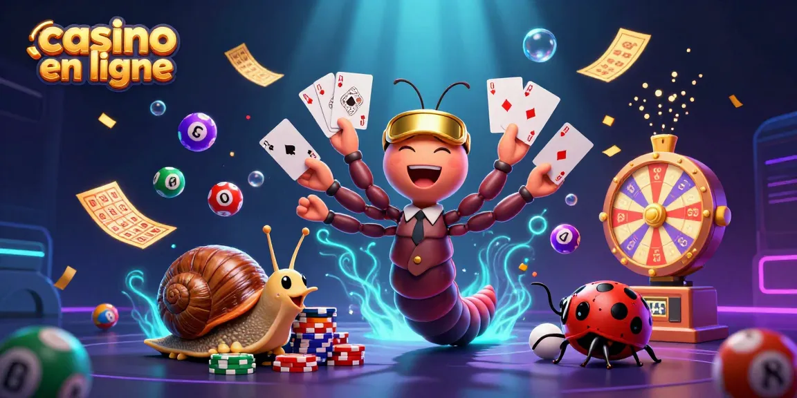 Découvrez les jeux de casino en ligne dans une illustration festive et colorée.