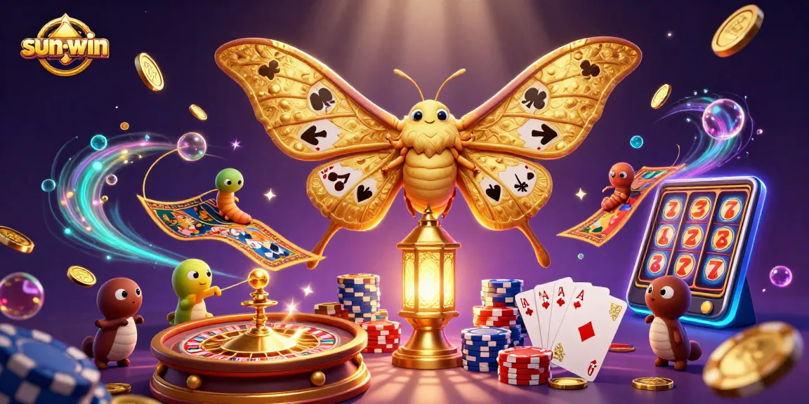 Engage with sun-win for exciting casino adventures showcasing vibrant 3D illustration of games and slots.