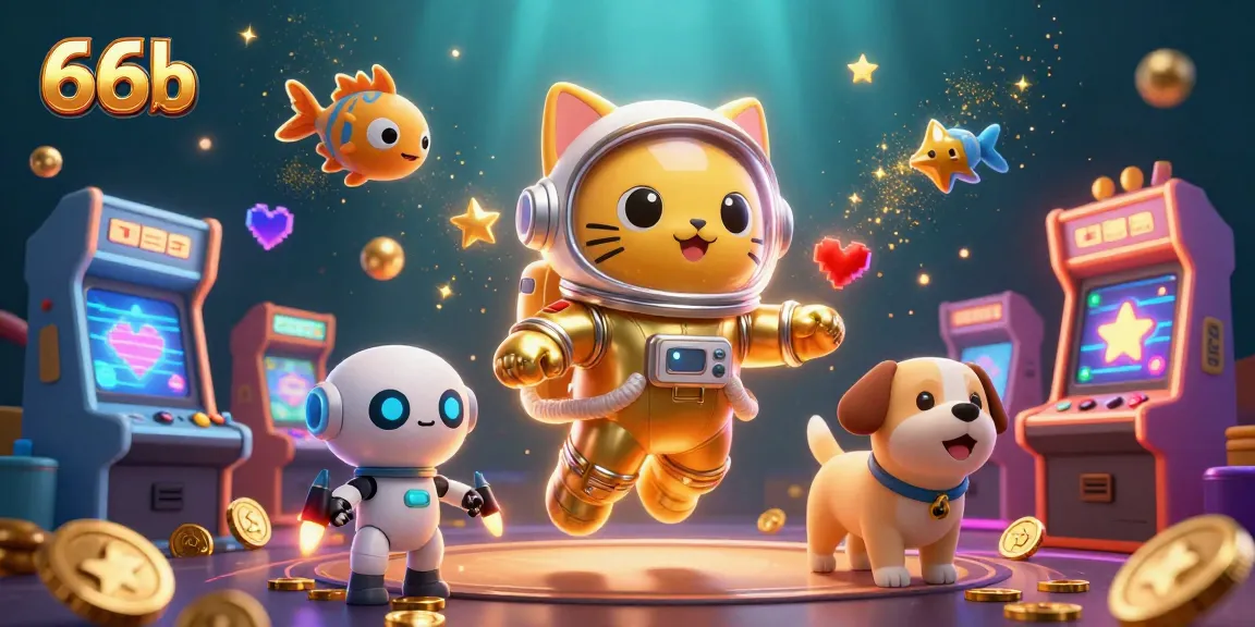 Join the adventure with 66b as the astronaut cat and robot dog explore a galaxy of gaming riches!