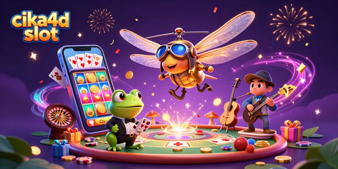 Experience thrilling gameplay with cika4d slot as a dragonfly pilot and frog croupier immerse in casino fun.
