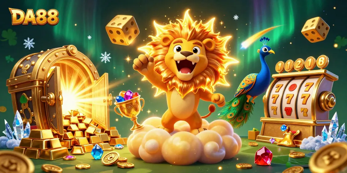 Engage with DA88's vibrant casino world featuring gold, gems, and lucky charms.