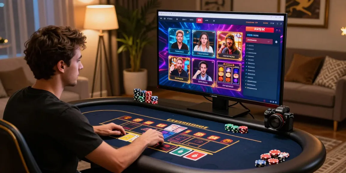 Joueur ravi sur un casino en ligne français légal, interagissant avec d'autres joueurs.