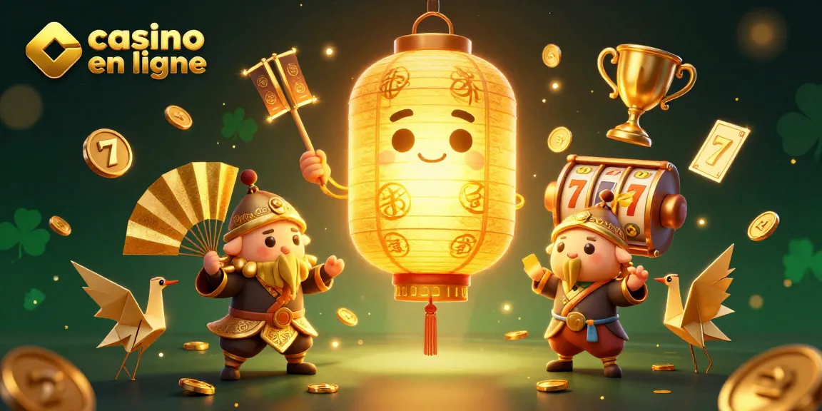 Jouez à des jeux de casino en ligne avec des personnages fantastiques et des éléments de chance, dans une illustration dynamique.