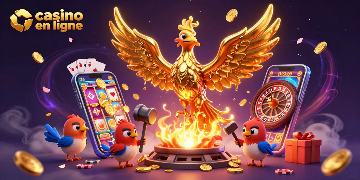 Gagnez des pièces à un casino en ligne avec le phoenix doré et des jeux de chance captivants.