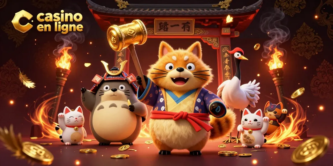 Jouez au casino en ligne avec des malheureux chats en train de gagner des pièces d'or.