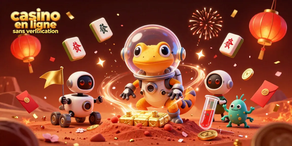 Explorez le casino en ligne sans vérification avec un gecko de Mars à la découverte d'une fortune!