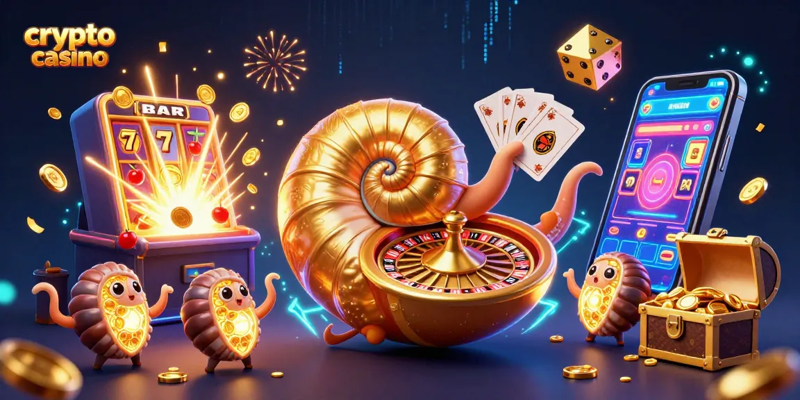 Jouer dans un crypto casino avec une pieuvre géante et une machine à sous éclatante, entouré de lumière dorée.